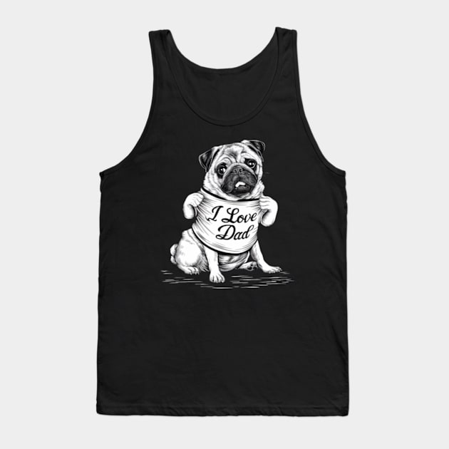 Generate a hand drawn vector design Pug.Happy fathers day (10) Tank Top by YolandaRoberts